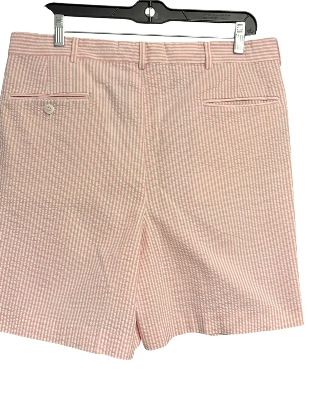 Berle Pink/White Pleated  Striped Seersucker Mens Shorts sz 34”